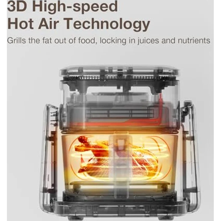 Jimmy AF3 2-in-1 Multifunktions-Luftfritteuse mit Plattenfunktion, 4 Liter, 1100 W, 8 Kochprogramme, Schwarz – Bild 5