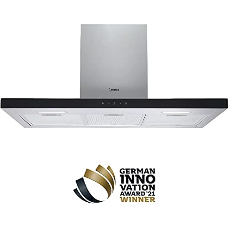 Midea HW7.92 Dunstabzugshaube 90cm Wandhauben mit Gestensteuerung, 640m³/h Luftstrom, Edelstahl mit Glas,4 Stufen, waschbarem Netzfettfilter, Aktivkohlefilter, 2 LED-Leuchten – Bild 2