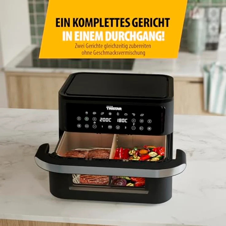 Tristar FR-9432 Dualzone Flex Heißluftfritteuse, 10 L, 2800W, 8 Programme, digitales Display, ohne Öl, automatische Abschaltung, antihaftbeschichtet, spülmaschinengeeignet – Bild 3