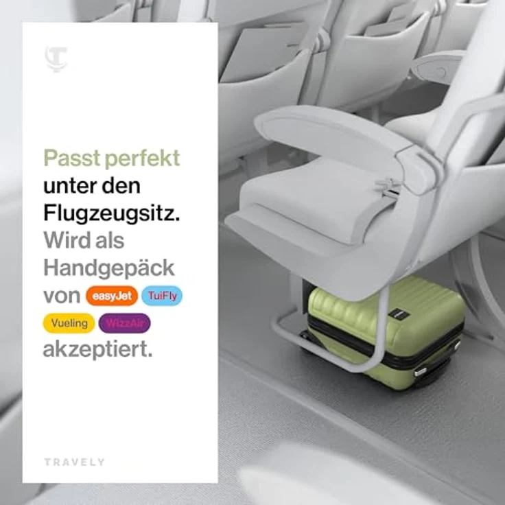 Travely Premium Handgepäck Koffer 40x30x20cm, 26L mit sanften Rollen, passend für Ryanair, Lufthansa und Eurowings, Schwarz – Bild 2