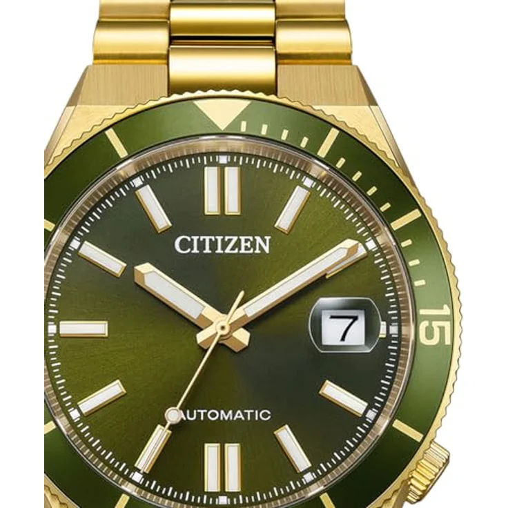Citizen NJ0232-53X Herren-Armbanduhr Automatik, Edelstahl goldfarben mit grünem Zifferblatt, 10 bar wasserdicht, Kratzfest, Antireflex-Saphirglas – Bild 2