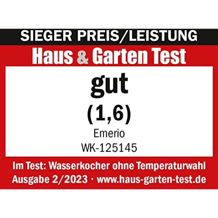 Emerio WK-125145 Glas-Wasserkocher, 1,2 L, 2200 W, verdeckte Heizelemente, Kontrollleuchte, silber, schwarz – Bild 2
