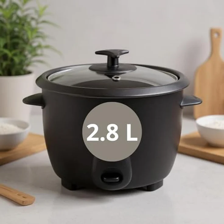 JATA JEAR2528 Elektrischer Reiskocher, 2,8 l, 1000 W, Kochen und Warmhalten, abnehmbarer antihaftbeschichteter Behälter, automatische Abschaltung, inklusive Krug und Spatel – Bild 4