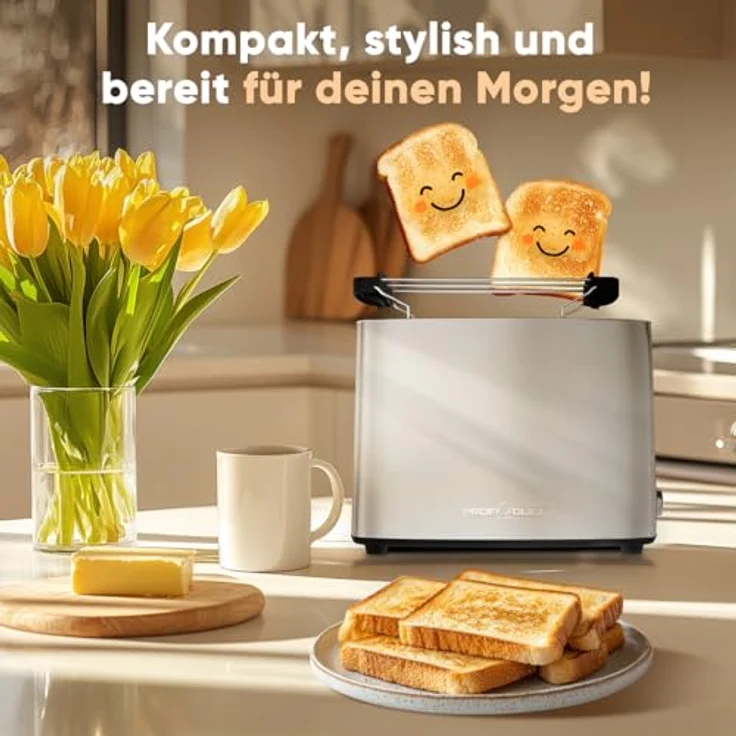 ProfiCook Toaster Edelstahl PC TA 1279 | 2 Scheiben | extra breite Toastschlitze für Bagels | mit Brötchenaufsatz | Wide Slot | Edelstahlgehäuse | Krümelschublade | vielseitige Einsatzmöglichkeiten | elegant und langlebig – Bild 2