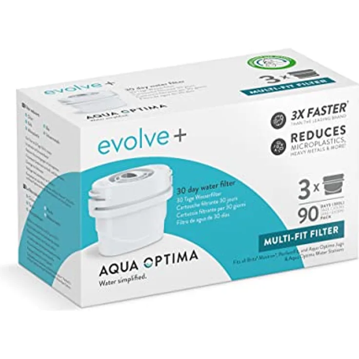 AQUA OPTIMA EVOLVE+ 3x Ersatzfilter für Karaffe, Wasserfilter in Weiß, Kunststoff
