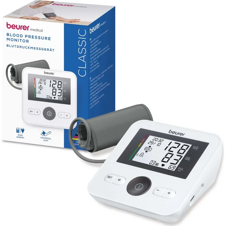 BEURER Oberarm-Blutdruckmessgerät BM 27 mit Arrhythmie-Erkennung und farbiger Messergebnis-Skala