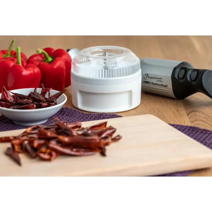 ESGE 5080 Zauberstab Prozessor, Stabmixer-Zubehör, inkl. Pulverscheibe, mit zweiflügeligem Edelstahlmesser, zum Zerkleinern, Mahlen oder Hacken von Gewürzen, Kräutern, Nüssen, weiß – Bild 3