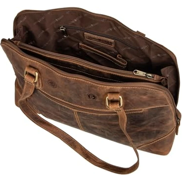Greenburry Vintage Shopper Tasche, Leder mit Laptopfach, 37 cm, braun – Bild 5