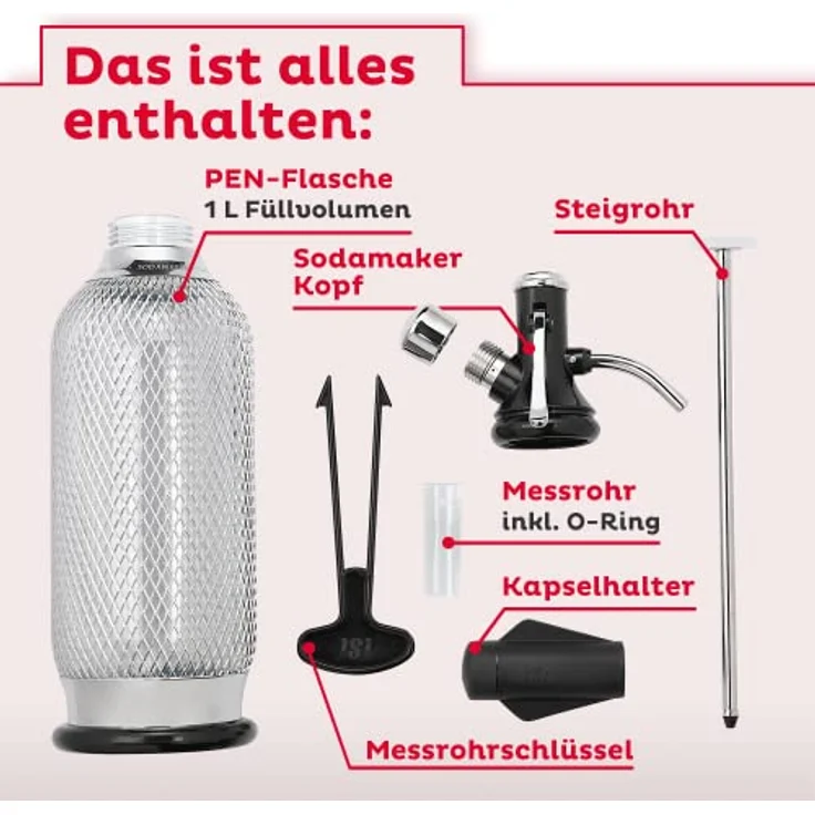 iSi Soda Maker Classic, Vintage Wassersprudler Set mit 60 Soda Chargers, BPA-frei, bruchsichere 1-Liter-Flasche – Bild 5