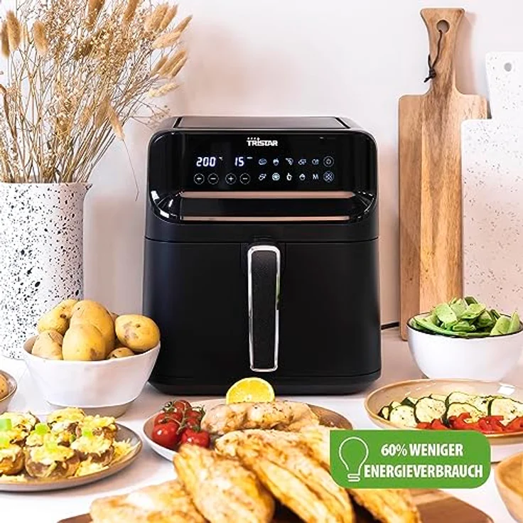 Tristar digitale Heißluftfritteuse FR-9025 – 6 L – 1,5 kg Pommes – Mattschwarzes Gehäuse – Bild 4