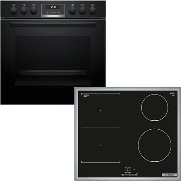 Bosch Einbauherd-Set HND616LS68, Serie 6 60 cm mit Reinigungshilfe, AutoPilot10 und Induktionskochfeld HEB517BB4, Combi Zone NVS645CB6E