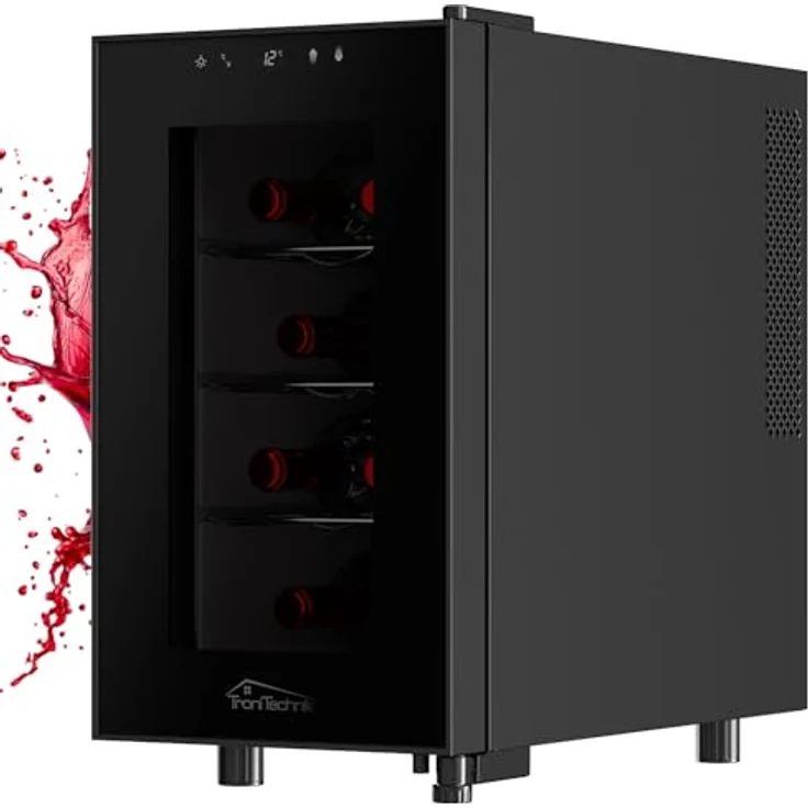 Tronitechnik® Weinkühlschrank Marseille, Minibar, 23 Liter, 8 Flaschen, LED Licht & Einschübe freistehend – Bild 2