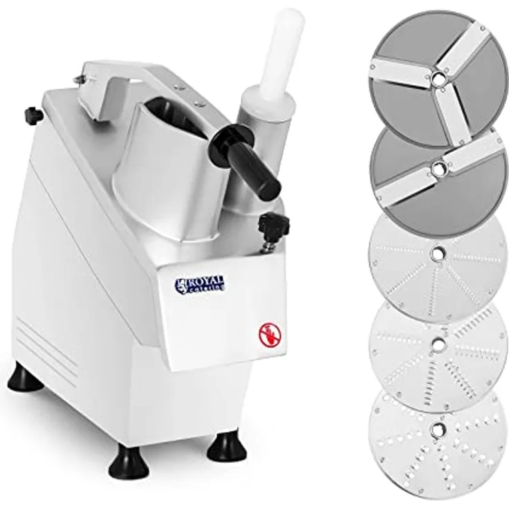 Royal Catering RCGS 55 Gemüseschneider Multischneider Universal-Zerkleinerer (elektrisch, Scheiben-Ø 205mm, 550W, 270 U/min, Aluminium, inkl. 5 Schneidscheiben)