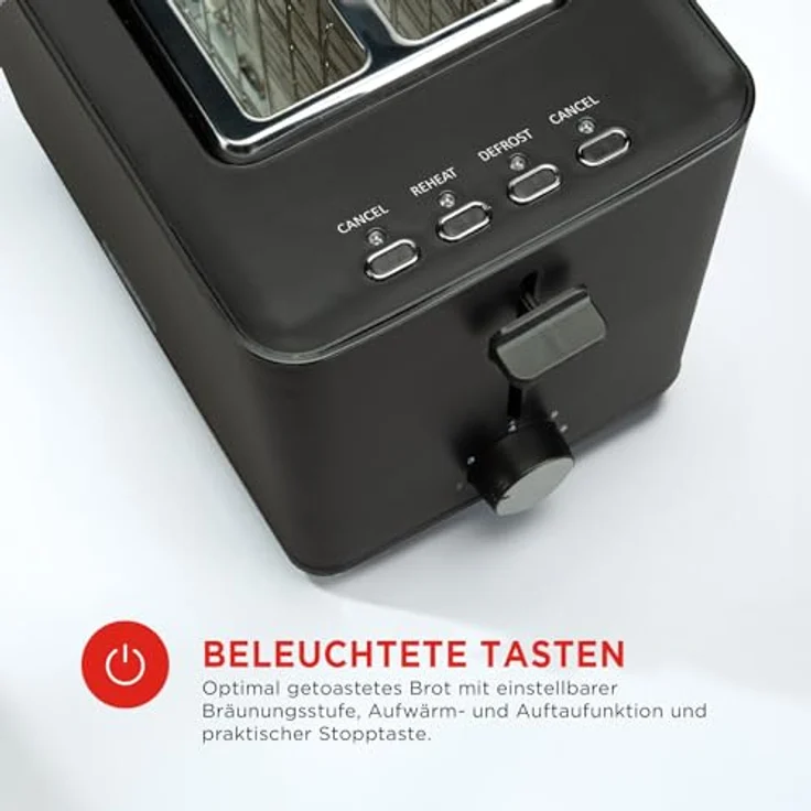 Bourgini Toaster TOTTI, Schwarz, multifunktionaler Sandwichmaker mit extra breiten Schlitzen (3,6 cm) und Tosti-Zangen, 850 W – Bild 2