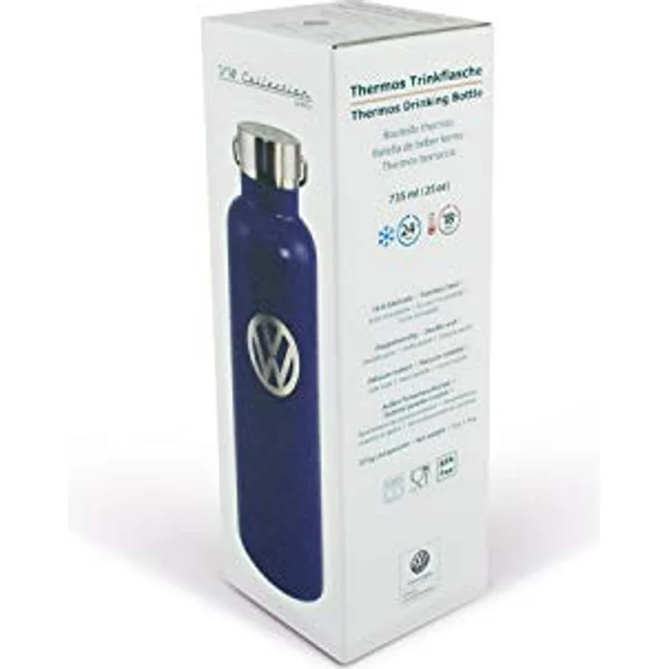 BRISA VW Collection - Original Volkswagen Edelstahl Thermos-Flasche, isoliert & doppelwandig, mit VW Schriftzug & Logo, blau, 735 ml – Bild 3