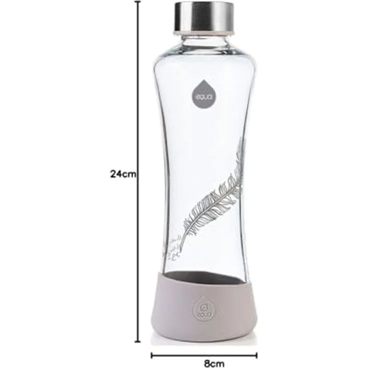 EQUA Glasflasche Feather 0,55l - Trinkflasche aus Borosilikatglas 550 ml - Designer Flasche für unterwegs - Sportflasche – Bild 5