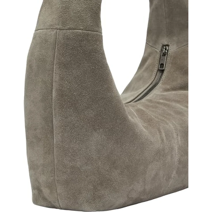 Liebeskind Berlin Bos Taurus Hobo Bag, Schultertasche aus echtem Leder in Neutral Grey mit geräumigem Hauptfach und Zipperverschluss – Bild 4
