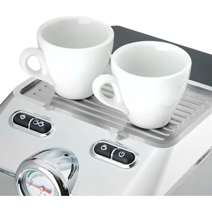 Caso Espresso Gourmet - Siebträgermaschine aus Edelstahl, leistungsstarke 19 bar Ulka-Pumpe, mit Milchaufschäumer, für Kaffeepulver oder ESE Kaffeepads, für 2 Tassen, mit Tassewärmeplatte – Bild 5