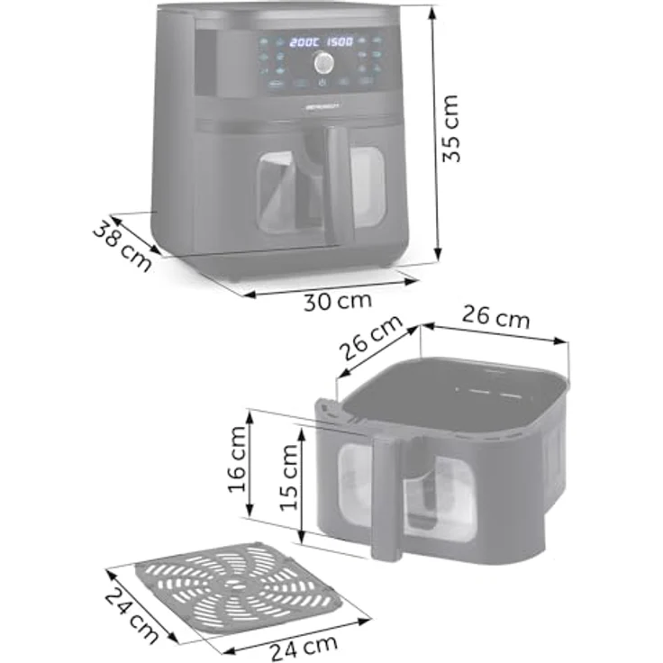 Berdsen Heißluftfritteuse XXL 8L, Airfryer mit Sichtfenster und Touchscreen, 1700W, 12 Programme, fettfreies Frittieren – Bild 3