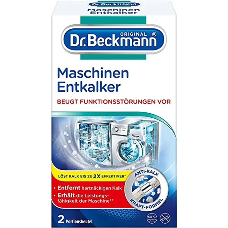 Dr. Beckmann Maschinen Entkalker, Portionsbeutel 2x50g für gründliche Entkalkung von Wasch- und Spülmaschinen – Bild 1