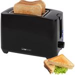 Clatronic® kompakter Toaster 2 Scheiben | Toaster mit Auftau-/Aufwärm-/Schnellstoppfunktion | Toaster mit Brötchenaufsatz | Toaster schwarz auch für Toastbrötchen & Fertigwaffeln | TA 3801