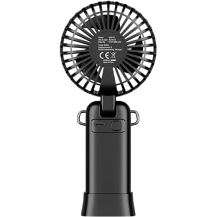 XLAYER klappbarer Handventilator mit Smartphone-Halterung, wiederaufladbar 1.200 mAh, 5 Geschwindigkeitsstufen, beige – Bild 4