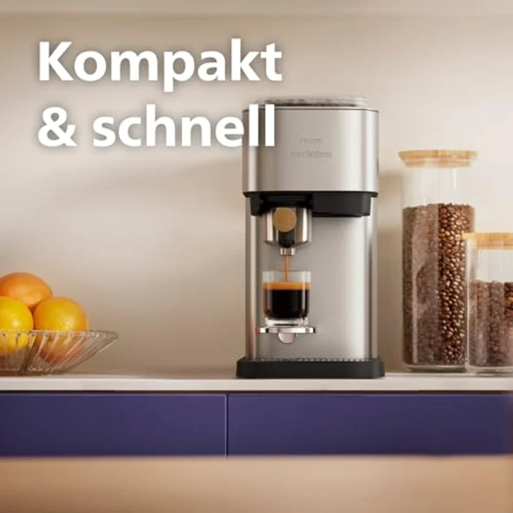 PHILIPS baristina Esprssemachine Plus BAR500/00, Edelstahl/Eschenholz, mit Mahlwerk für ganze Bohnen, Iced Coffee Funktion, 16 bar Pumpendruck – Bild 8
