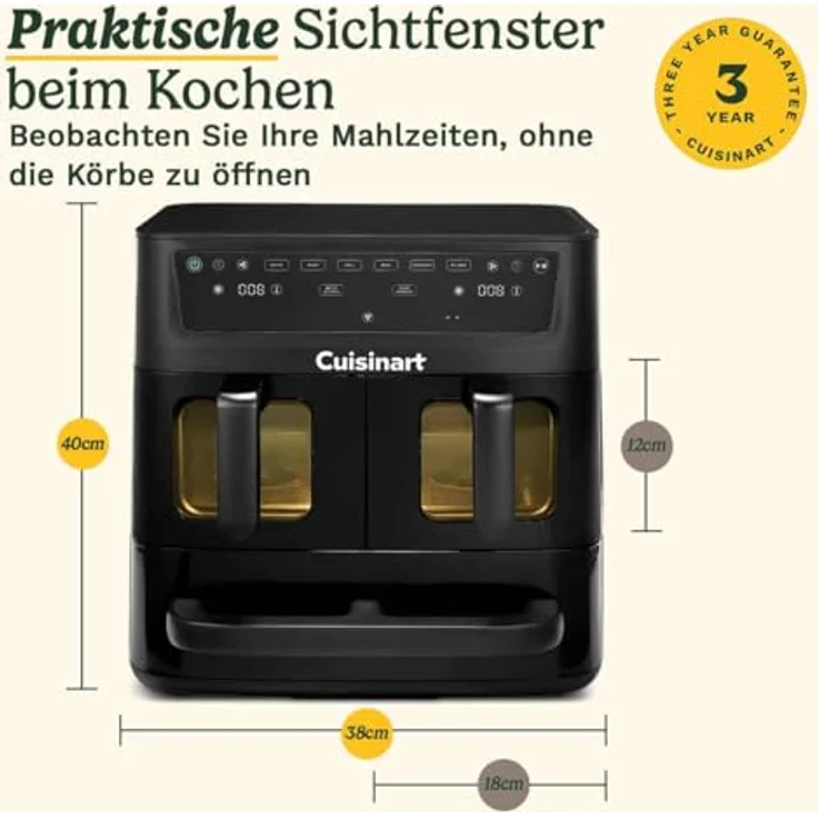 Cuisinart Tri Zone 13,6L Heißluftfritteuse & Ofen, PFAS-frei, schwarze Ausführung, XXXL-Kapazität – Bild 8