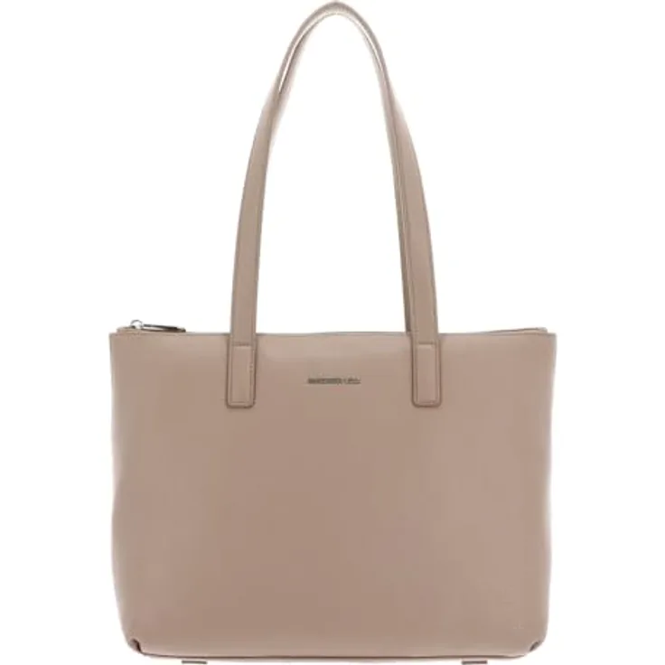 Mandarina Duck Mellow Leather Shopper FZT53, eleganter Damen Shopper aus weichem Kalbsleder, Nude, 36 x 9.5 x 26 cm