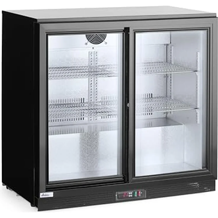HENDI Getränkebar-Kühlschrank 2-türig, 90cm breit, 228L, abschließbar mit Schiebetüren, schwarz – Bild 3