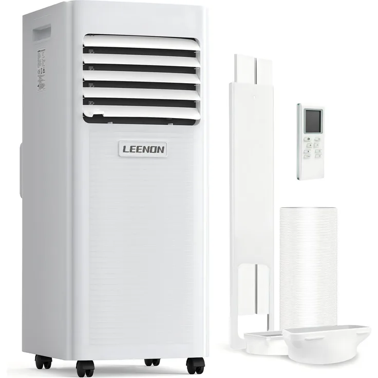 LEENON Mobiles Klimagerät 9000 BTU, 4-in-1 Klimaanlage mit Fernbedienung und LED Display für Schlafzimmer, Wohnzimmer & Büro