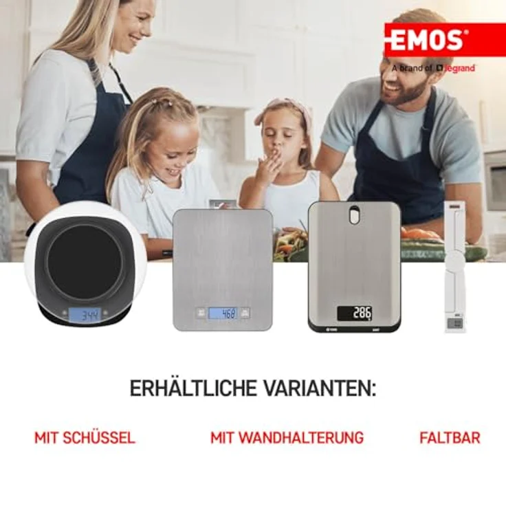 EMOS Küchenwaage aus Edelstahl mit Wandaufhängung-Digitalwaage mit beleuchtetem LCD Display-Tara-Funktion-Nahrungsmittelskala-Elektronische Waage-Präzision bis zu 1g - Tragkraft 15 kg – Bild 7