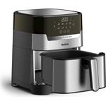 Tefal Easy Fry & Grill DELUXE EY505D Heißluftfritteuse, 4,2 L, 80- 200 °C, 6 Personen, Timer 60 min, edelstahl, schwarz