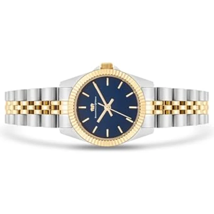 Rhodenwald & Söhne Damen Quarzuhr, Edelstahl Armband Bicolor Silber/Gelbgold, 5 ATM wasserdicht, blaues Zifferblatt – Bild 3