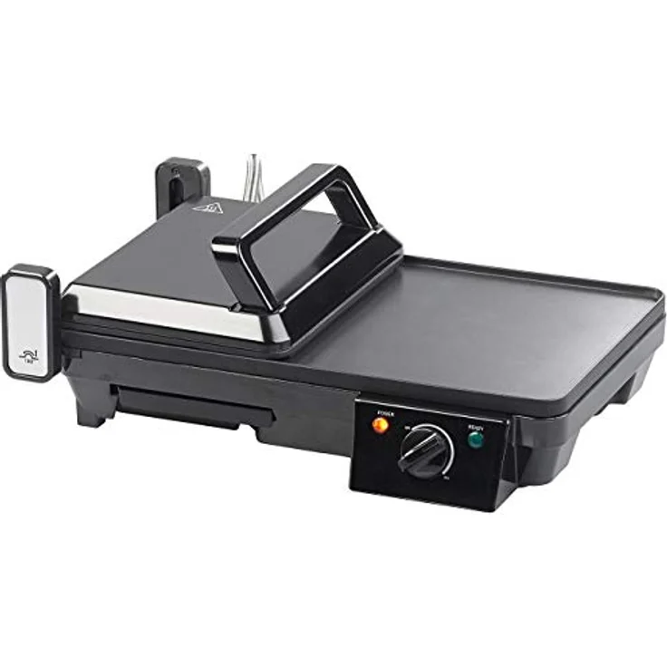 Rosenstein & Söhne Elektrogrill Tischgrill Elektrischer 2in1 Tischgrill mit Kontaktgrill, 2000W, schwarz – Bild 6