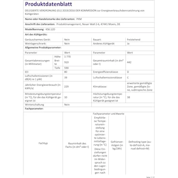 PKM KS6.12D, Side by Side Kühlschrank mit 439 L, NoFrost, Wasserspender, silber – Bild 6