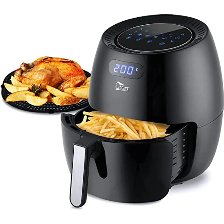 Heißluftfritteuse, Uten 6.5L Airfryer XXL Heissluftfriteuse mit digital LED-Touchscreen, 8 Programmens, Vorheizen&Warmhalten, Abnehmbarem Antihaft-Bratkorb, 1800W – Bild 1
