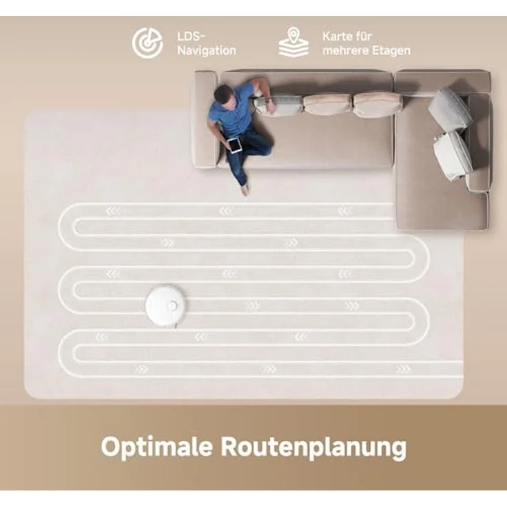 dreame D20 Saugroboter, 13.000 Pa Saugkraft, DuoBrush für Tierhaare, LDS-Navigation, 2-in-1: Staubsaugen und Wischen, 5.200-mAh-Akku, App- und Sprachsteuerung, schwarz – Bild 5