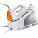 Braun CareStyle 1 Pro IS 1511 WH, Dampfbügelstation - Dampfbügeleisen mit FreeGlide 3D-Technologie, Vertikaldampf, Anti-Tropf-Funktion, 1,7 l Wassertank, 5,5 bar, 360 g/min, 2200 W, Weiß/Orange