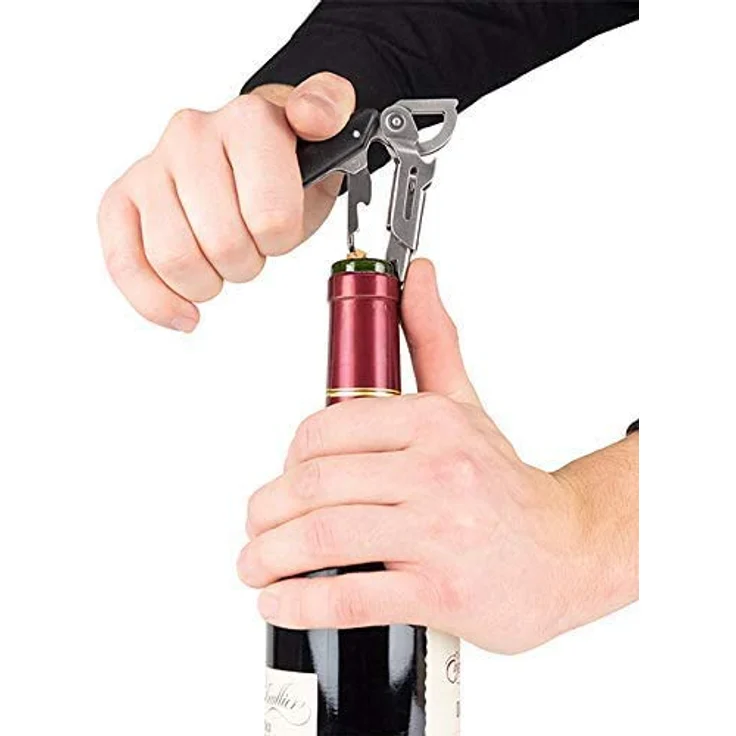 Peugeot Korkenzieher mit Kapselschneider, Flaschenöffner und Befestigungsring, Clavelin, Edelstahl / ABS, 14 cm, 200428 – Bild 3