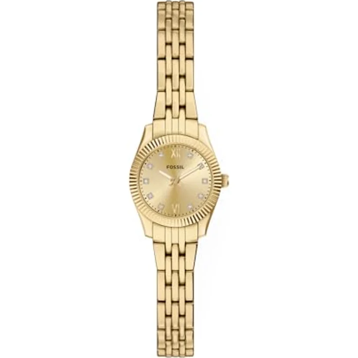Fossil Quarzuhr ES5474 SCARLETTE, Damenuhr aus Edelstahl, gold, 5 bar wasserdicht, Zirkonia besetzt – Bild 1