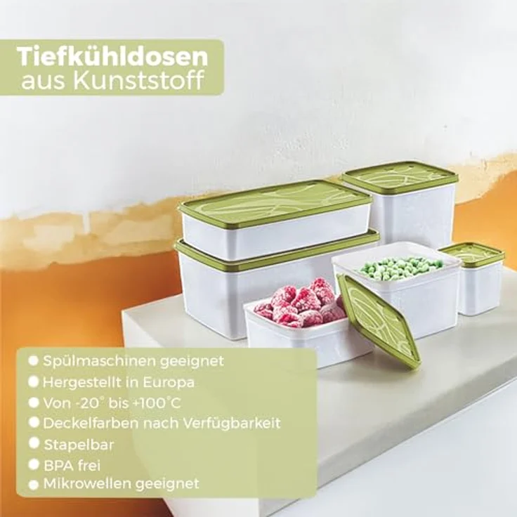 Annastore 6 x hochwertige Tiefkühldosen von -20°C bis + 100°C - Gefrierdosen - Luftdicht - Tiefkühlboxen - Gefrierboxen - Vorratsdosen (6 x 1850 ml) – Bild 2