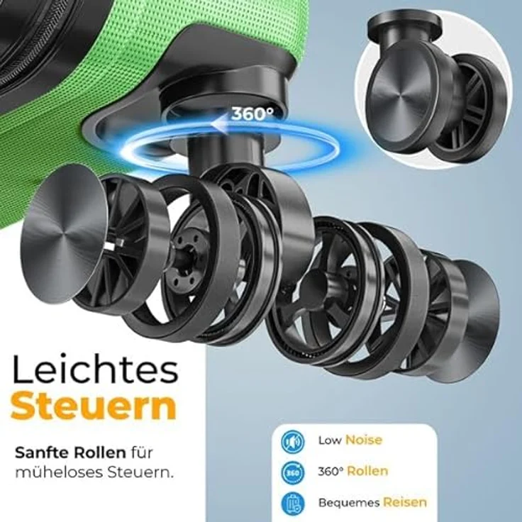 KESSER® Reisekoffer Set 4-teilig, ABS Hartschalenkoffer mit Zahlenschloss, Kofferwaage & Reisebrieftasche, 360° Rollen, Handgepäck & große Koffer für Business & Reise, Apple Green – Bild 4