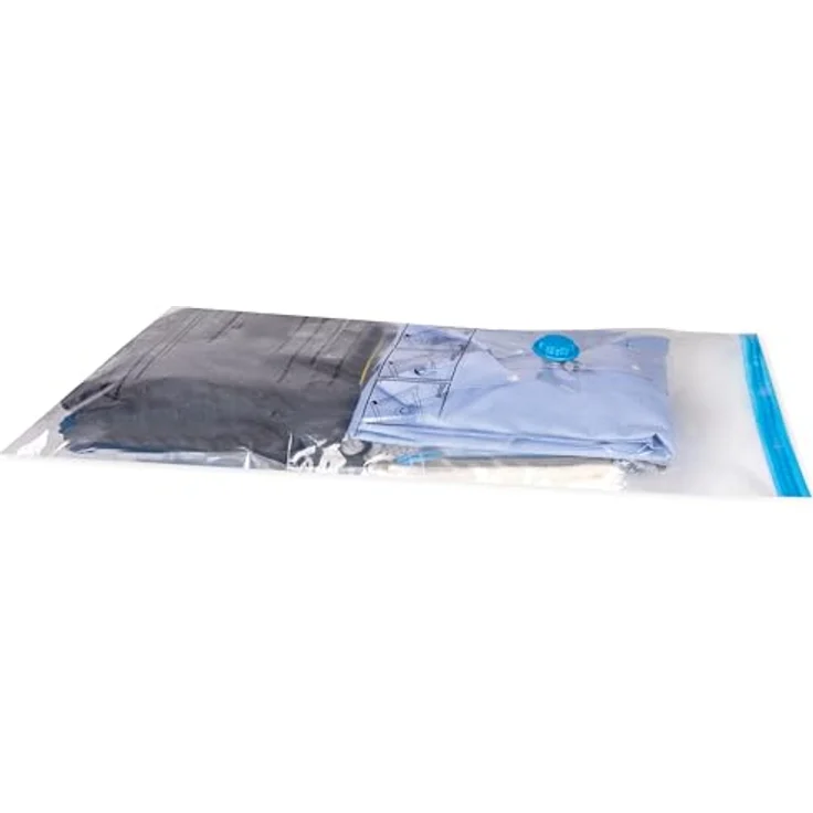 alpina Vakuumierbeutel Set 2 Stück, 1x Vakuumbeutel für Bettdecken (130 x 74 cm) und 1x für Kleidung (86 x 50 cm), Platzsparend, ideal für Reise und Saisonlagerung – Bild 1