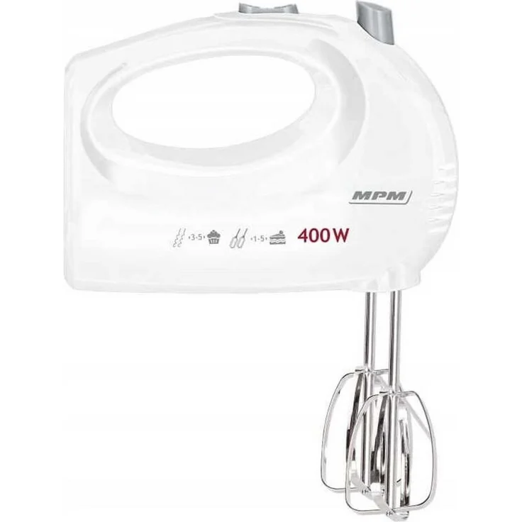 MPM Handmixer MMR-25, 400 W, 5 Geschwindigkeiten, Weiß, Rührersicherung, Auswurftaste, 1,2-m-Kabel