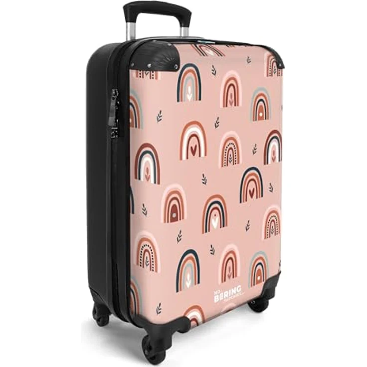 NoBoringSuitcases.com© Kinderkoffer Abstraktes Regenbogenmuster mit Herzen 55x35x20cm, 4 Rollen, Handgepäck Flugzeug, bunt – Bild 2