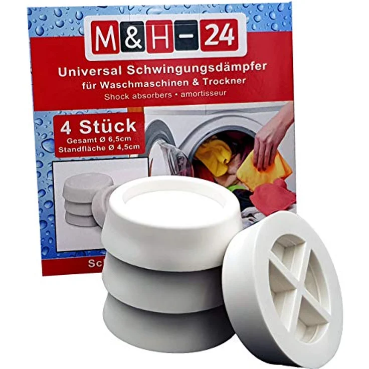 M&H-24 Waschmaschinen Unterlage Schwingungsdämpfer Vibrationsdämpfer Antivibrationsmatte - Gummi Füße für Waschmaschine & Trockner Waschmaschinenzubehör Weiß 4 Stück – Bild 2