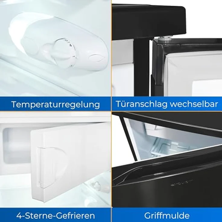 Exquisit Kühlschrank KS516-4-051C inoxlook-az | 107 L Volumen | Kühlschrank mit Gefrierfach freistehend | 4* Gefrieren | LED-Licht | Türanschlag wechselbar – Bild 3