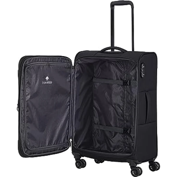 travelite 4-Rad Koffer Größe M Weichschale, Gepäck Serie CHIOS mit Dehnfalte + Kantenschutz, Trolley in zeitloser Optik, 67 cm, 60 - 66 Liter – Bild 5