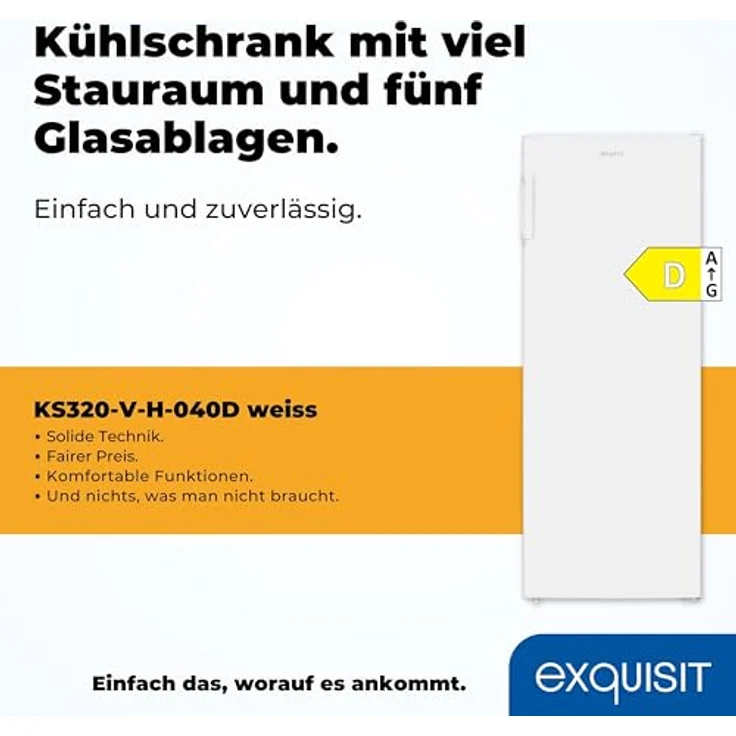 Exquisit Vollraumkühlschrank KS320-V-H-040D weiss | 242 L Nutzinhalt, ohne Gefrierfach – Bild 2